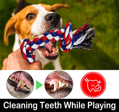 Large Dog Toys for Aggressive Chewers, 12 Pack Rope Toys 