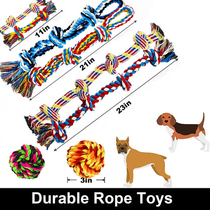 Large Dog Toys for Aggressive Chewers, 12 Pack Rope Toys 