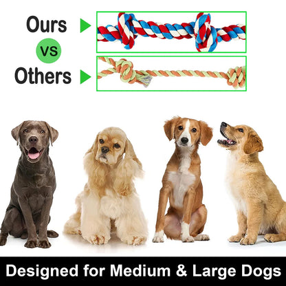 Large Dog Toys for Aggressive Chewers, 12 Pack Rope Toys 